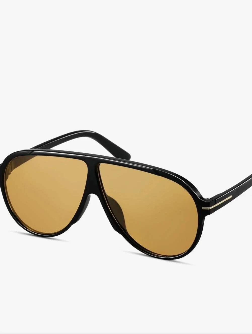 Aviator-Style Sunglasses with Amber Lenses